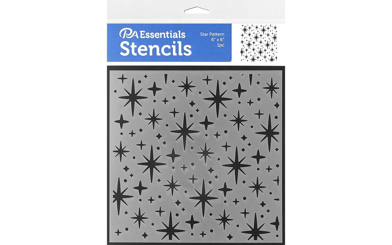 PA Essentials Stencil Star Pattern for Painting on Wood, Canvas, Paper, Fabric, Wall and Tile, Reusable DIY Art and Craft Stencils for Painting, 6"x6" Inches